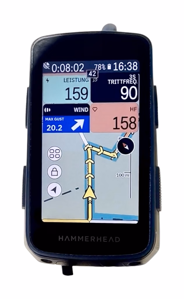 Hammerhead Karoo 3 route guidance in yellow