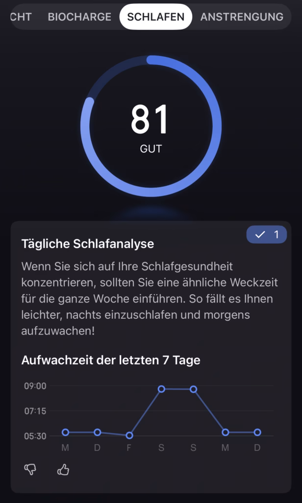 Amazfit Helio Strap daily sleep analysis
