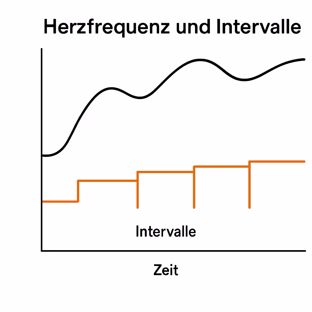 Overlaid power and heart rate curves from an interval session