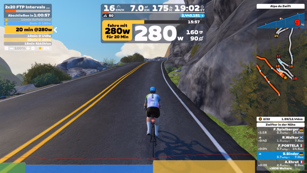Zwift indoor trainer 100% FTP