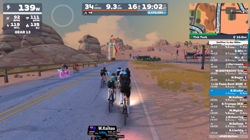 Zwift indoor trainer free ride in the desert