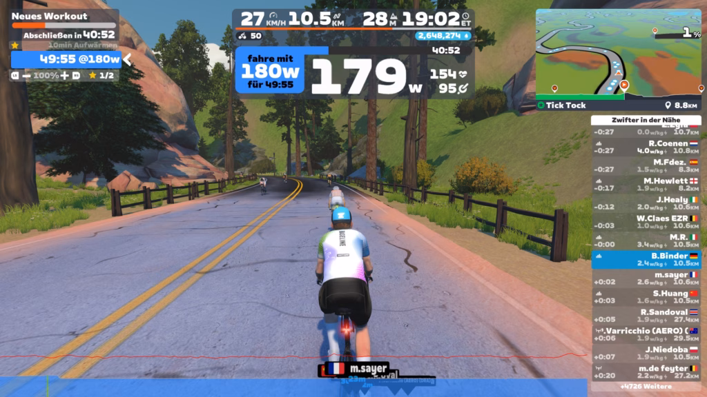 Zwift indoor trainer endurance workout