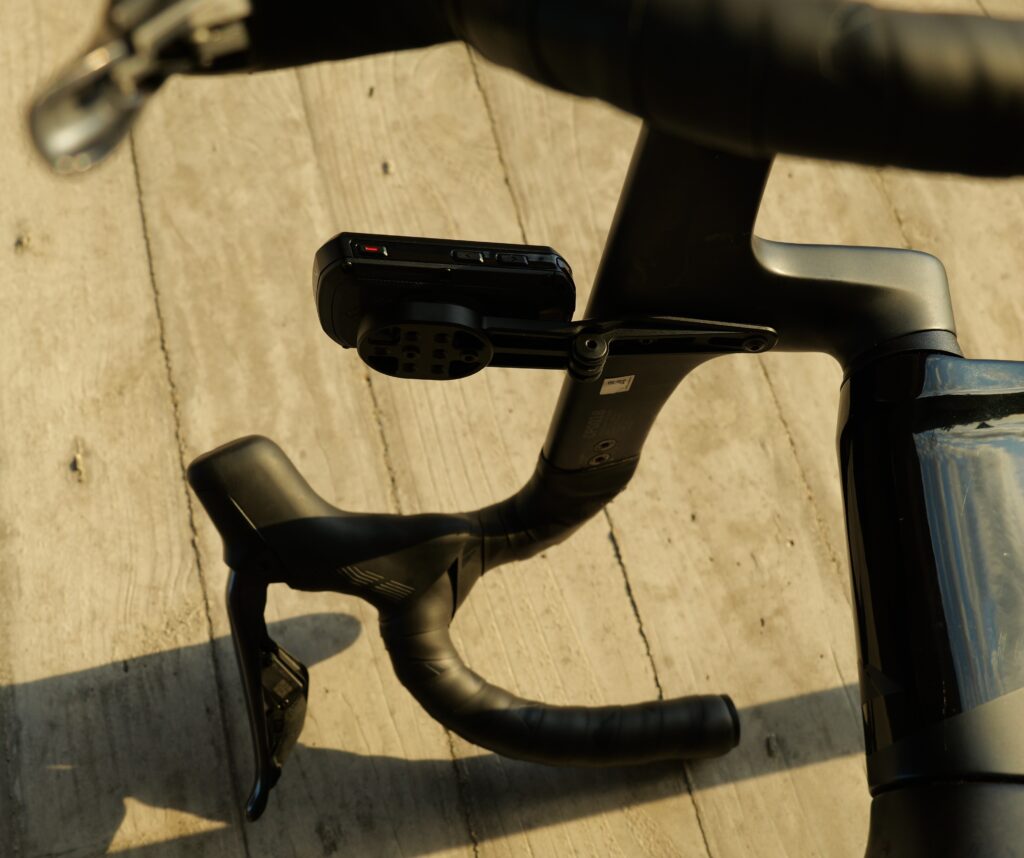 Garmin Mount on a Canyon Aeroad from Below, Showing the GoPro Attachment for the Lupine SL Grano