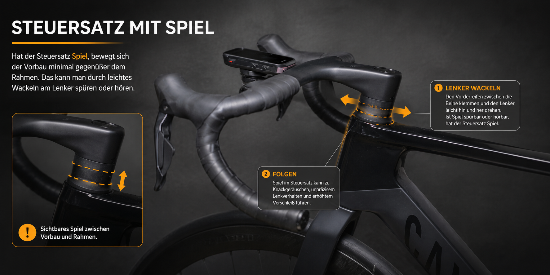 Exploded diagram of a bicycle headset with spacers and stem
