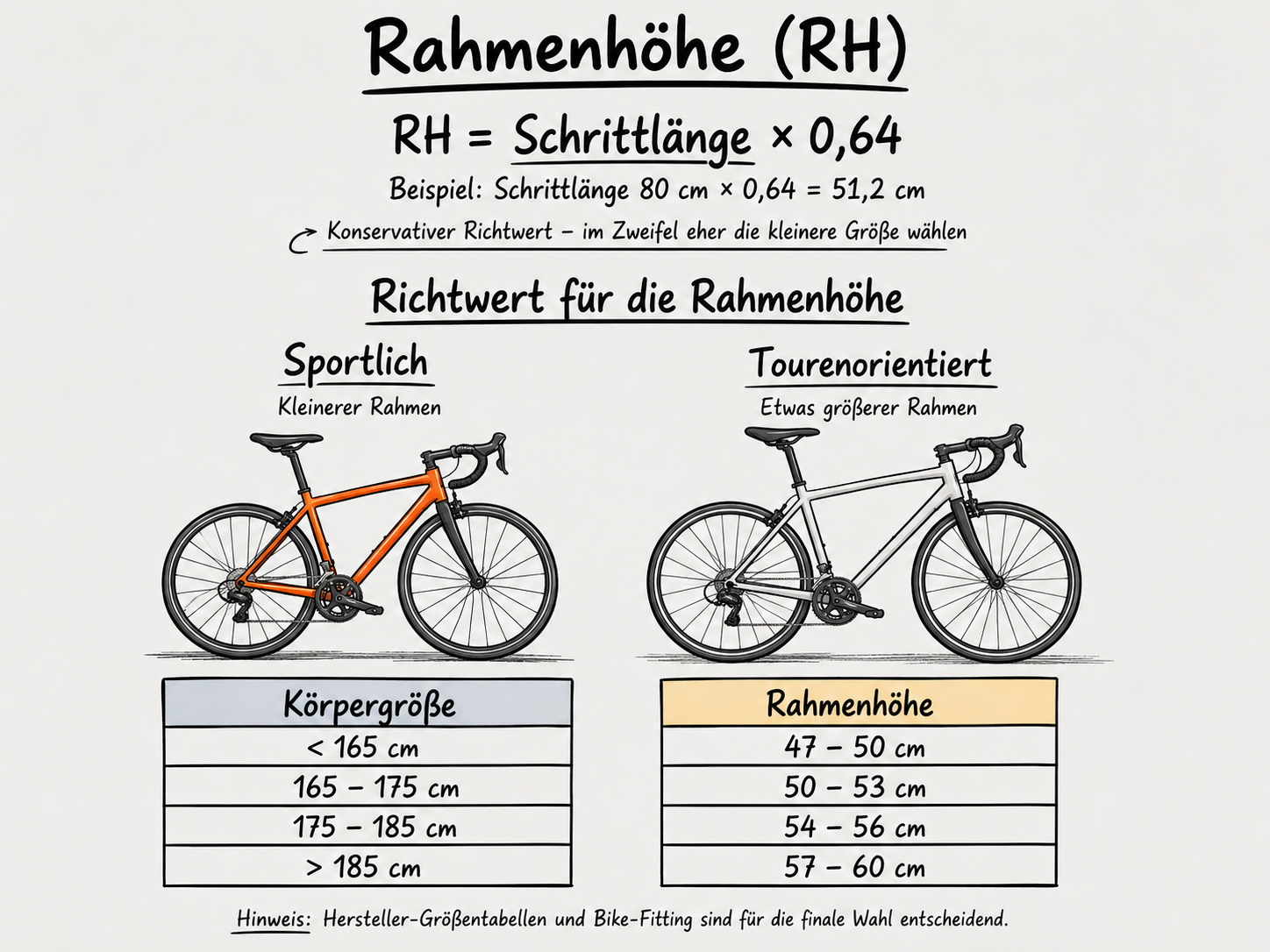 Diagram for Determining the Right Frame Size
