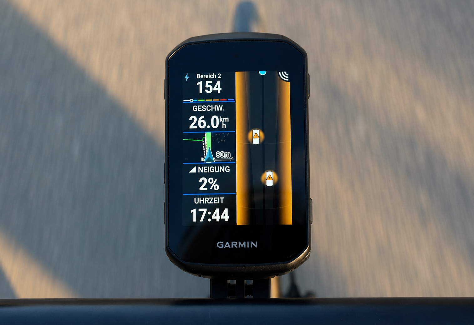 Garmin Edge 850 with a Connect IQ data field on the display