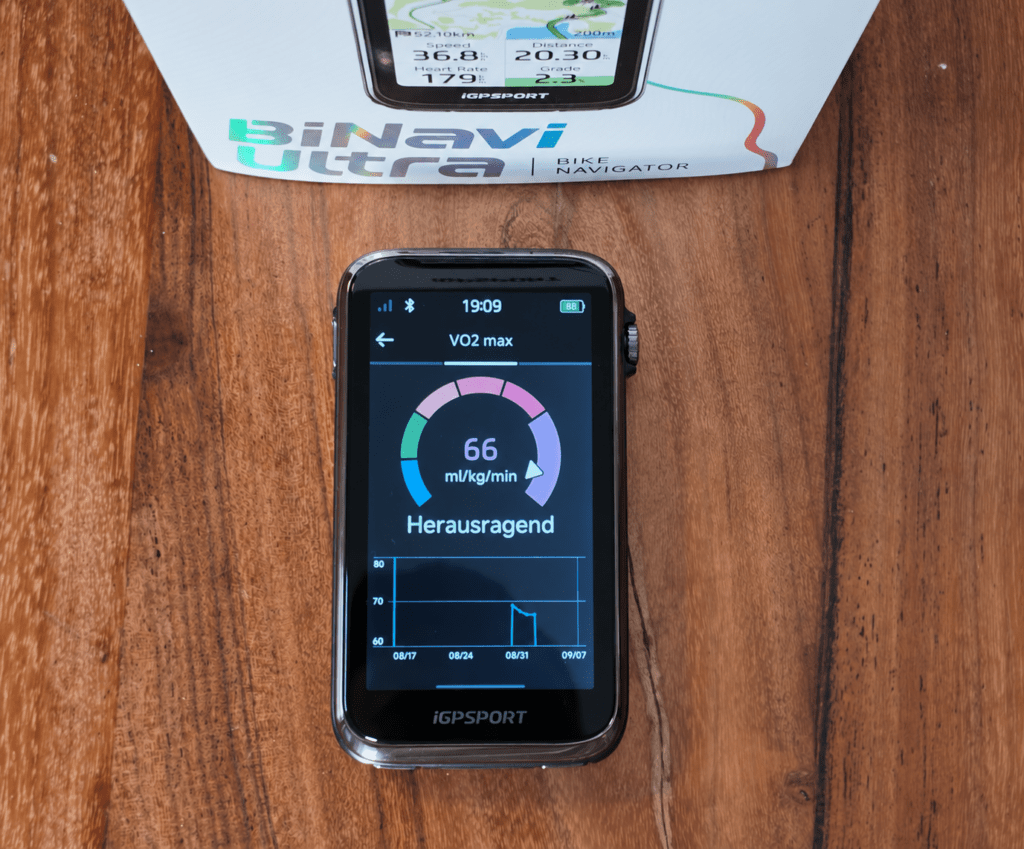 Estimated VO2max displayed on the iGPSPORT BiNavi Ultra