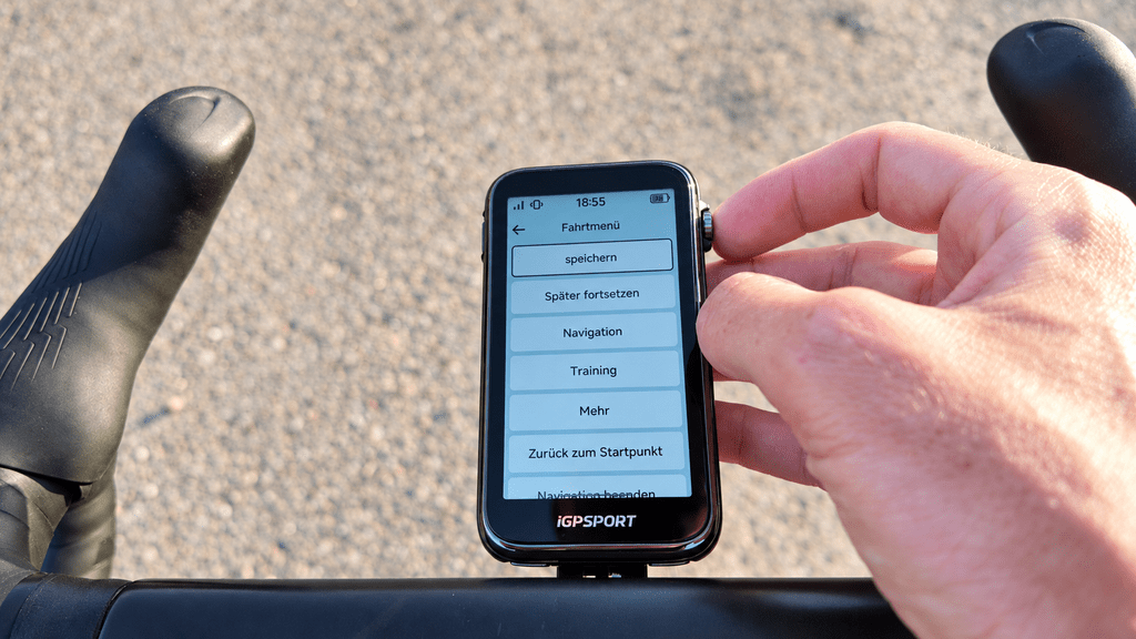 iGPSPORT BiNavi Ultra menu with the Resume Later feature
